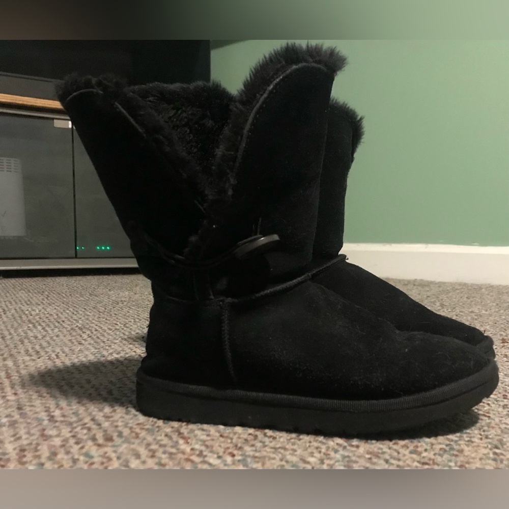 Ugg Shearling Black Boot With Side Button - image 1